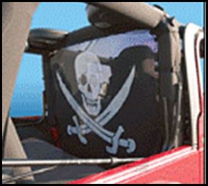 Vertically Driven Products Windstopper With Pirate Flag For 1980-06 Jeep CJ & Wrangler YJ, TJ, TJ Unlimited Models 508005-2