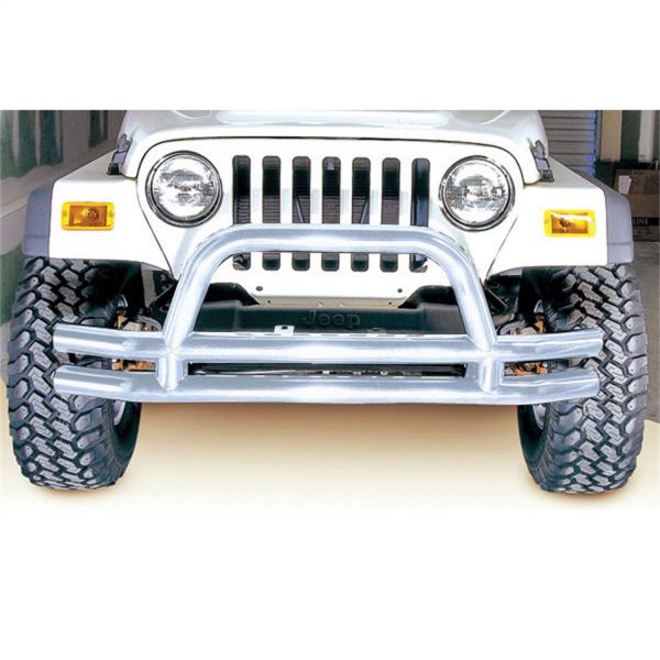 Rugged Ridge Double Tube Front Bumper with Hoop in Stainless Steel 1976-06  Wrangler YJ TJ and CJ Series 11563.01