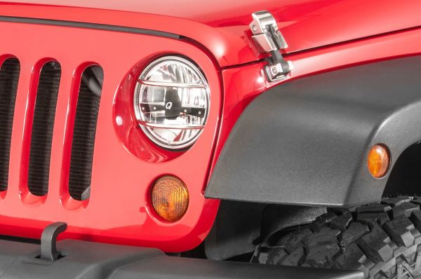 Jeep JK Euro Headlight Guards Pair 07-18 Wrangler JK Powdercoat Black Kentrol