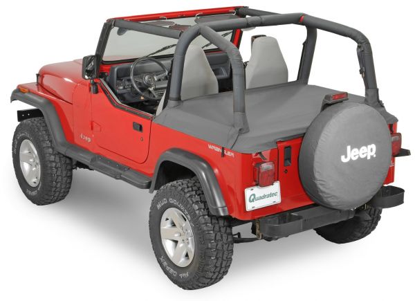 QuadraTop Tonno Cover in Black Denim for 87-91 Jeep Wrangler YJ with  Factory Soft Top and ½ Steel Doors 