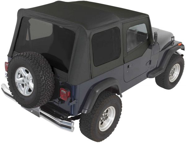 Buy Rampage Complete Soft Top Kit With Tinted Rear Windows In Black Denim  For 1987-95 Jeep Wrangler YJ With Soft Upper Half Doors 68215 for  CA$1,