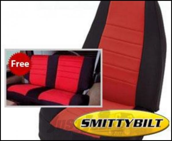 Smittybilt 471830 Seat Covers Red Neoprene For 2007 Jeep JK Wrangler 4-Door 