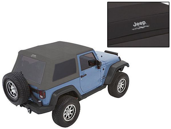 Bestop Jeep Logo Trektop Glide Soft Top for 07-18 Jeep Wrangler JK 2-Door  54422-35-