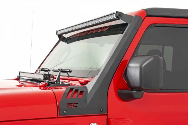 Rough Country 50in Straight LED Light Bar Upper Windshield Kit for 18-20+ Jeep  Wrangler JL, JLU & Gladiator JT 7006-