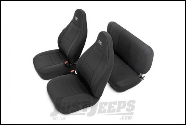 Rough Country Black Neoprene Seat Cover Set Front Rear For 1997 02 Jeep Wrangler Tj Unlimited Models 91000 Ca 259 95 - 1995 Jeep Wrangler Rear Seat Cover