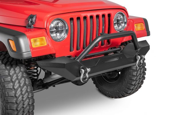 TACTIK Winch Ready Front Bumper with Hoop & D-Rings for 97-06 Jeep Wrangler  TJ & Unlimited 