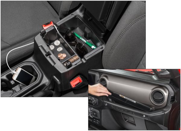 ROVE Center Console Storage Tray & Grab Bar Tray for 18+ Jeep Wrangler JL  and 20+ Gladiator JT 
