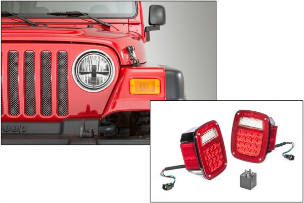 Quadratec Gen II Stealth LED Headlights & LED Tail Light Kit Stealth for 97-06  Jeep Wrangler TJ 97109TJST-