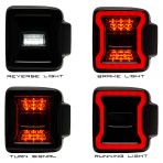 AUDEXEN LED Tail Lights For Jeep Wrangler JL/JLU 2018-2024 - Black C-Shaped Design, 20W Reverse Lights, DOT Compliant